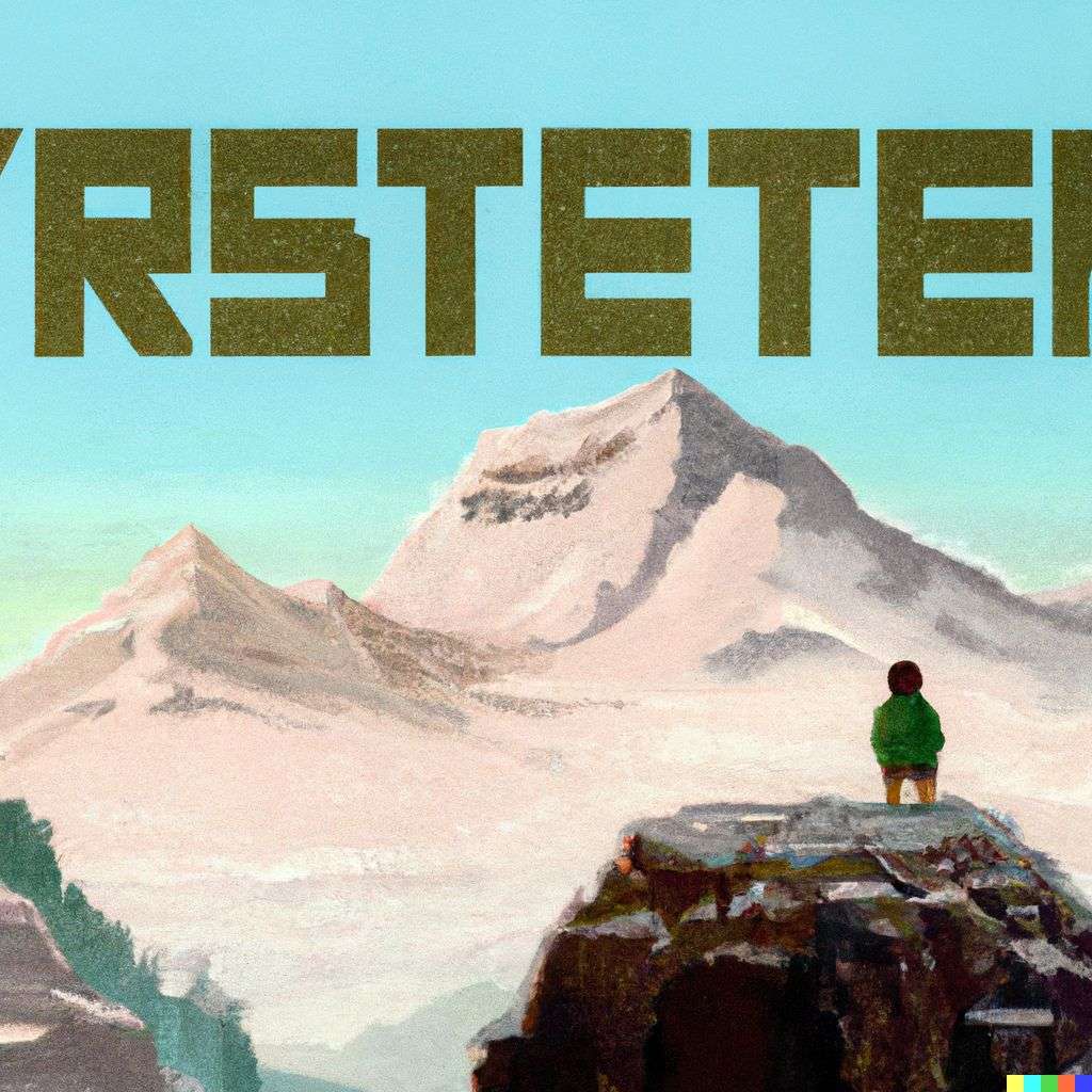 someone gazing at Mount Everest, old computer game graphics
